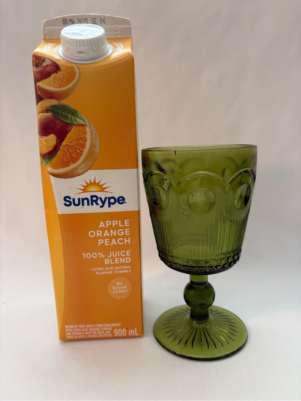 1-St Genevieve, green glass, Bartlett Collins footed glass